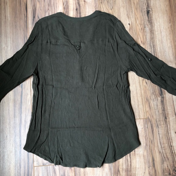 Torrid Rayon Green Work 3/4 Sleeve Blouse 2 2X - Picture 5 of 5